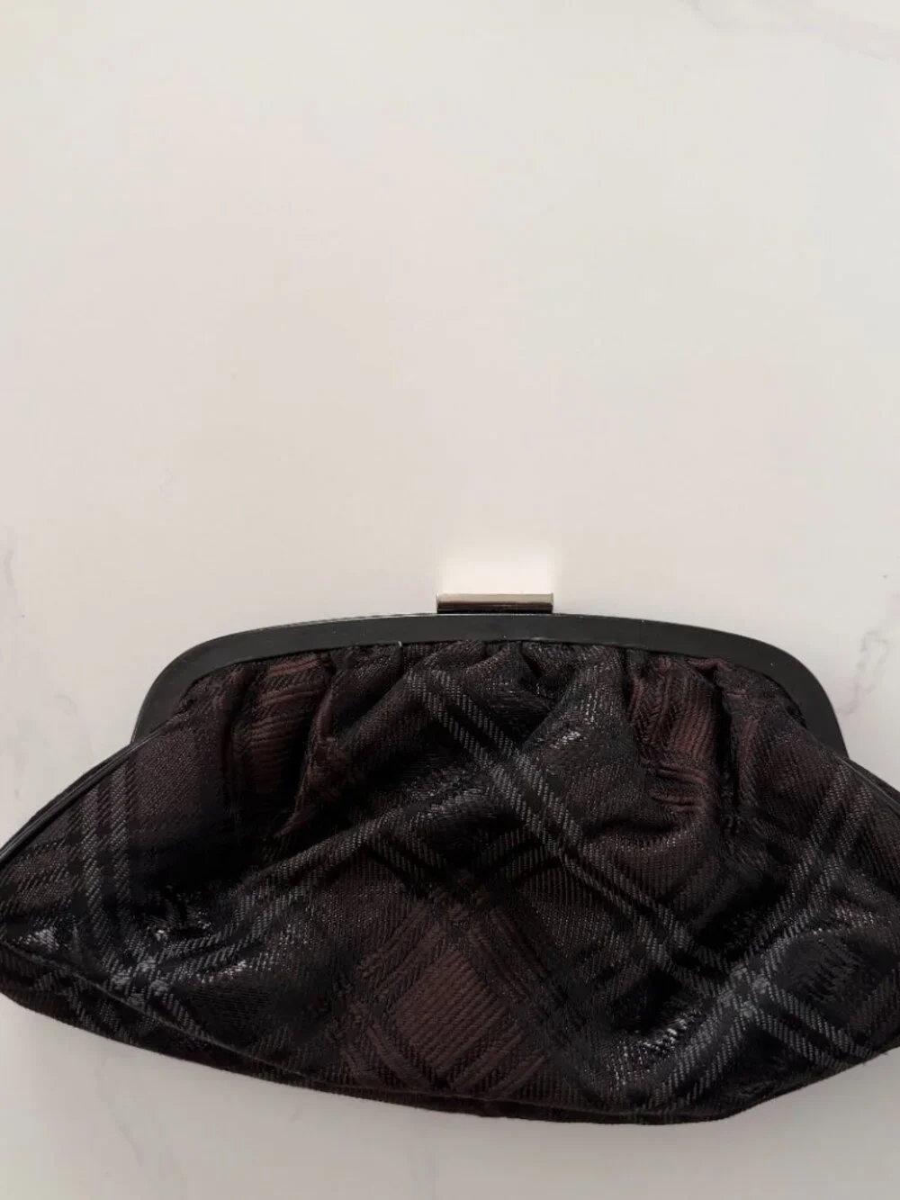 Banana Republic Black Clutch Evening Bag Ruched Textured Formal Purse